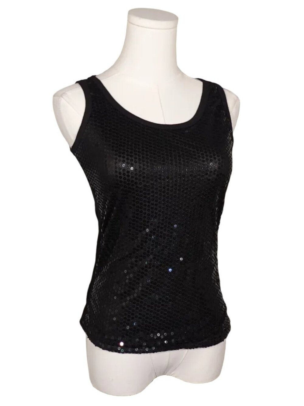 Black Sequin Tank Top